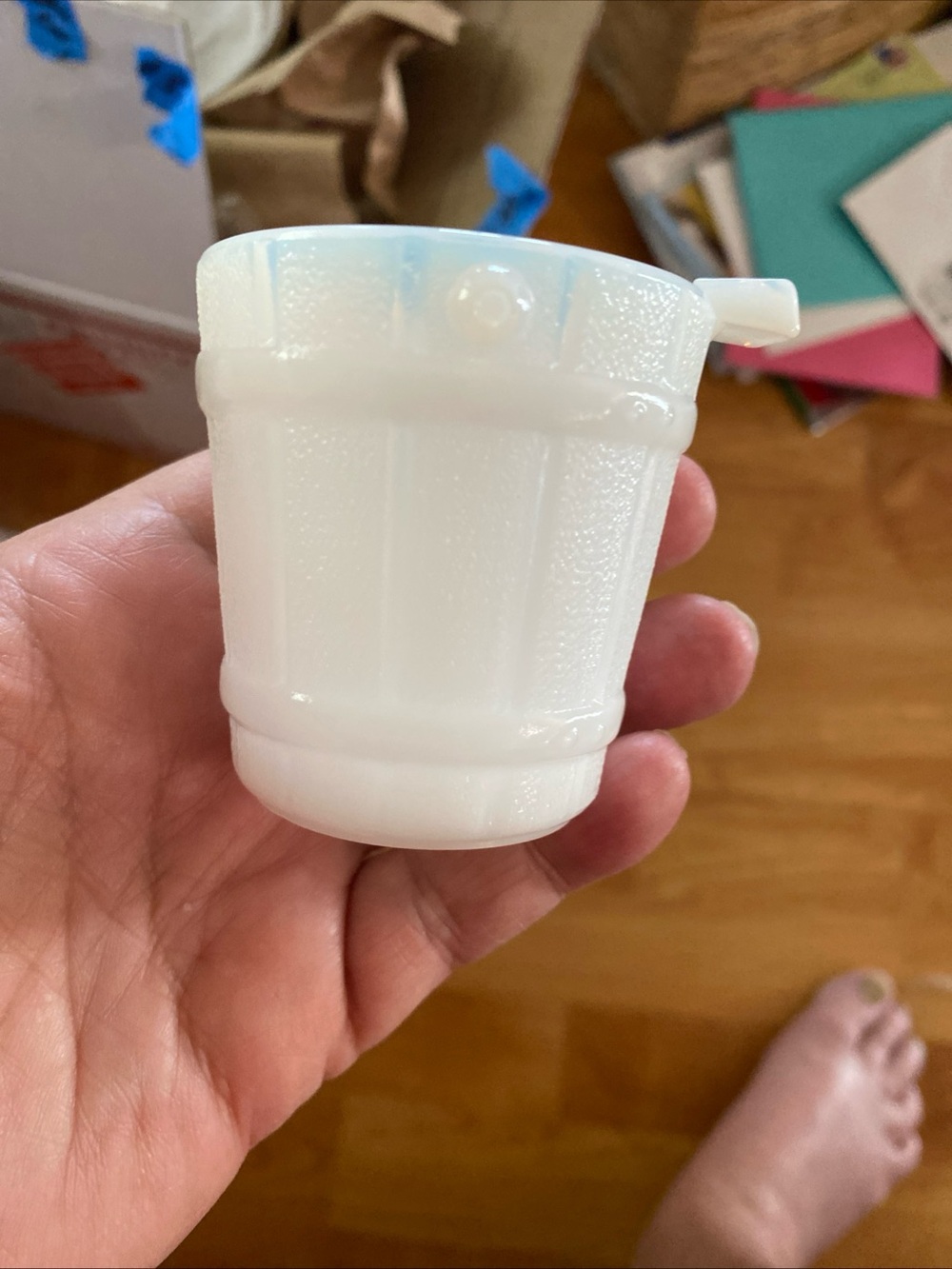 Source Unknown White milk glass  Mini Bucket Serveware. Individual ash tray.1930